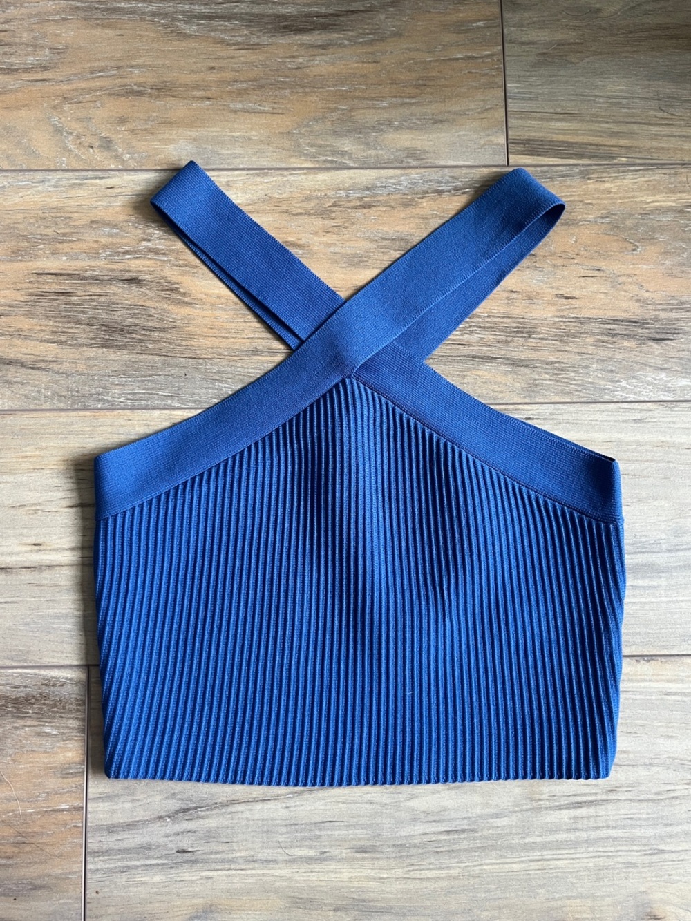 TJ Maxx Blue Ribbed Cross-Back Women's Crop Top